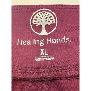 Healing Hands Womens XL Scrub Top V-Neck Wine Short Sleeve Medical Uniform